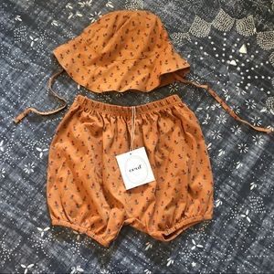 Oeuf adorable tulip bloomers and hat set 2T NEW